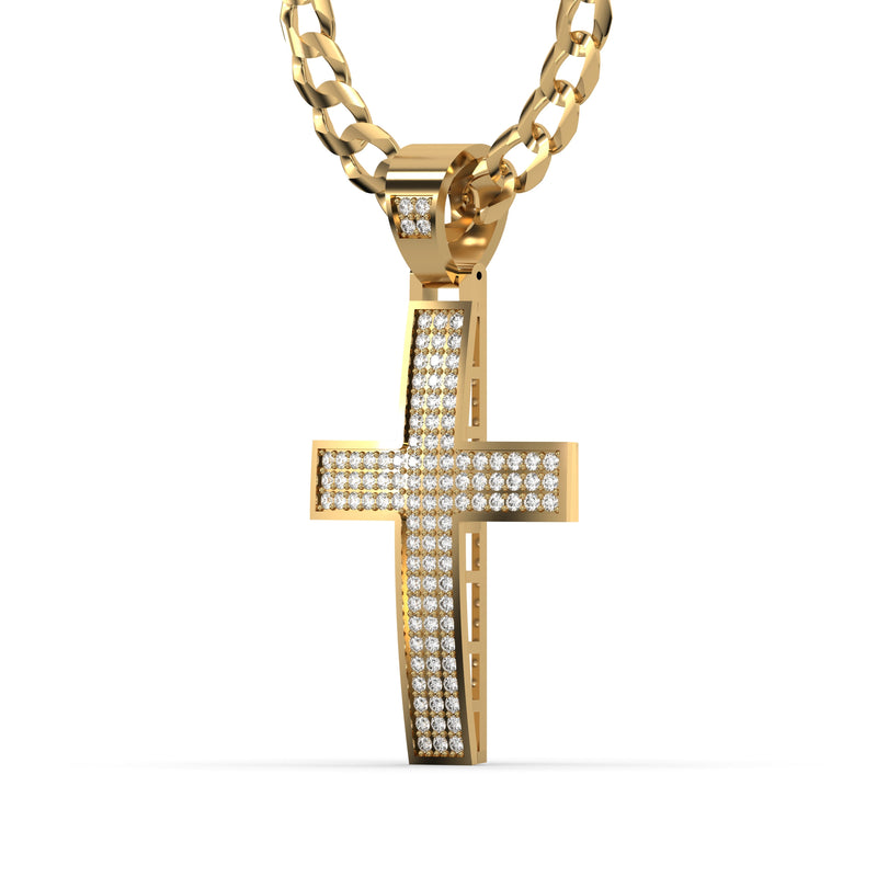 Men's VVS Lab Diamond Customizable Yellow Gold Cross Necklace Pendant