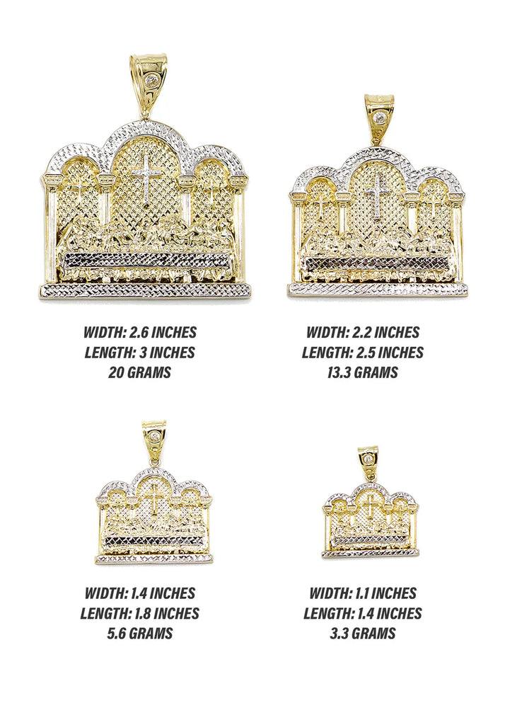 Gold Last Supper Pendant - Yellow Gold | Customizable Size | 10K