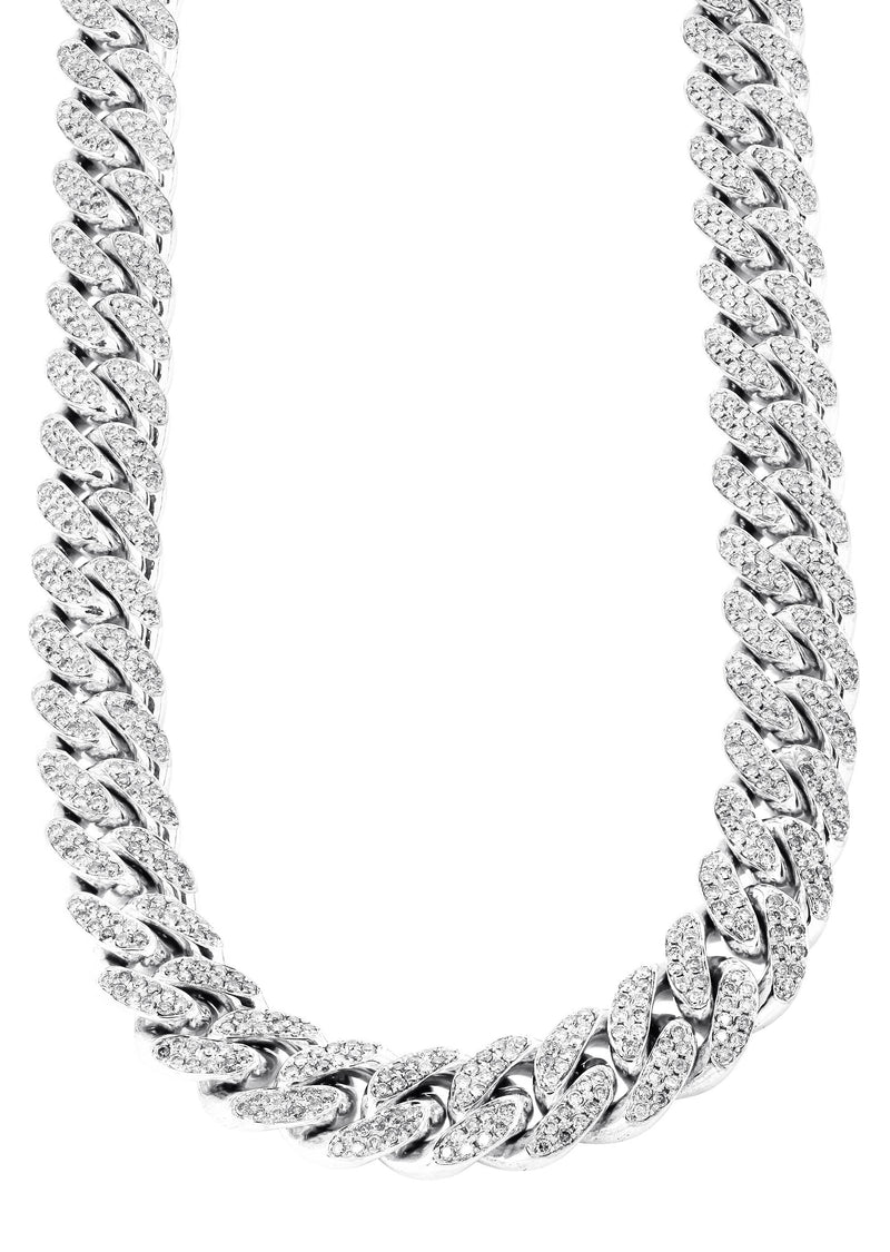 White Gold Iced Out Women Diamond Miami Cuban Link Chain Customizable (10MM-20MM)