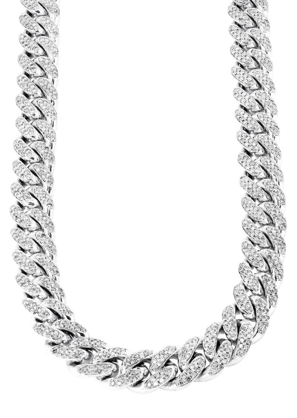 White Gold Iced Out Diamond Miami Cuban Link Chain Customizable (10MM-20MM)