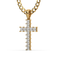 Men's VVS Princess Lab Diamond Customizable Yellow Gold Cross Necklace Pendant
