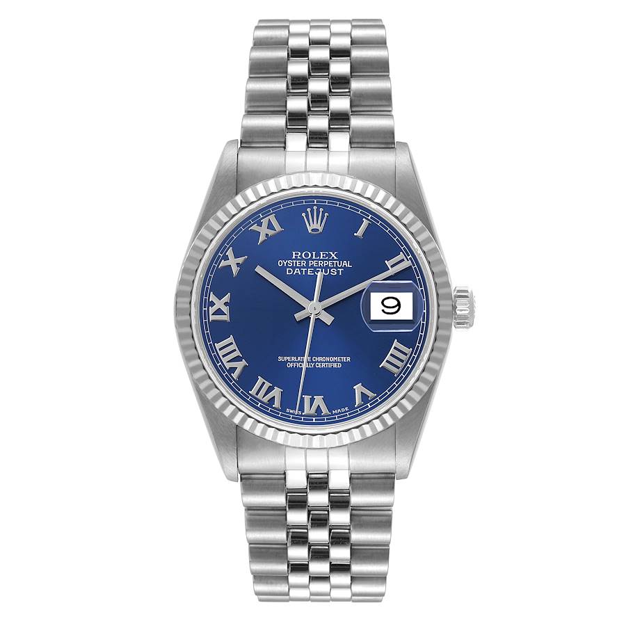 Rolex Datejust Watch 16234 for Men | 36MM | Blue Roman Dial | Steel White Gold