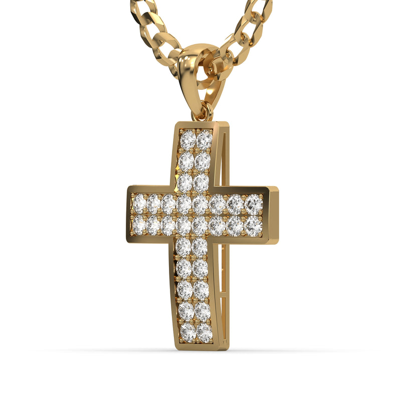 Men's VVS Lab Diamond Customizable Yellow Gold Cross Necklace Pendant