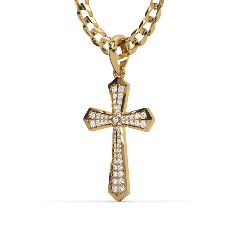 Men's VVS Lab Diamond Customizable Yellow Gold Cross Necklace Pendant
