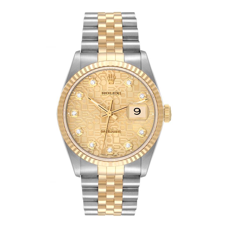 Rolex Datejust 16233 Watch for Men | 36MM | Anniversary Diamond Dial | Champagne Dial - Steel