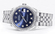 Diamond Rolex Watch | 68274 | Diamond Bezel | 31MM | Blue Diamond Dial | Jubilee Band