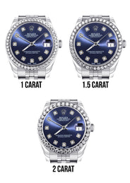 Diamond Rolex Watch | 68274 | Diamond Bezel | 31MM | Blue Diamond Dial | Jubilee Band