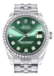 Diamond Rolex Watch | 68274 | Diamond Bezel | 31MM | Green Diamond Dial | Jubilee Band