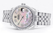 Diamond Rolex Watch | Diamond Bezel | 31MM | Mother of Pearl Roman Numeral Diamond Dial | Jubilee Band