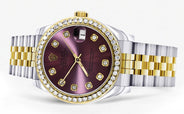 Diamond Gold Rolex Watch | 68273 | Diamond Bezel | 31MM | Purple Diamond Dial | Jubilee Band