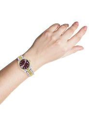 Diamond Gold Rolex Watch | 68273 | Diamond Bezel | 31MM | Purple Diamond Dial | Jubilee Band