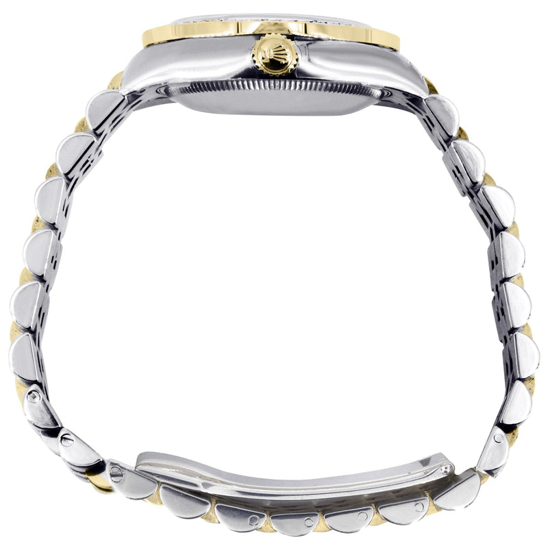 Diamond Gold Rolex Watch | 68273 | Diamond Bezel | 31MM | Grey Dial | Jubilee Band
