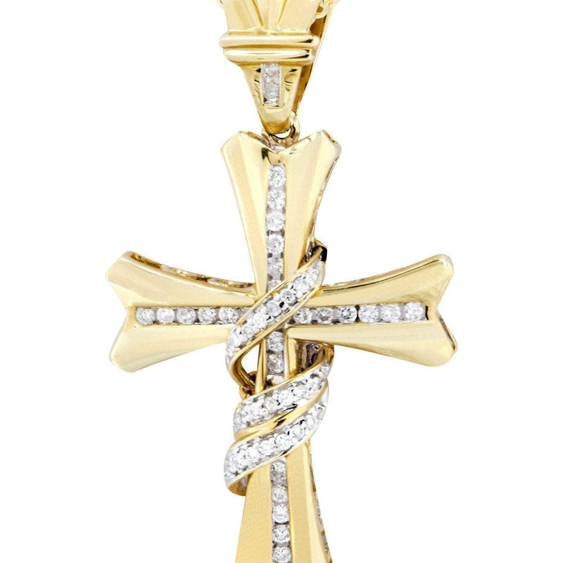 14K Yellow Gold Diamond Cross Necklace  | 0.44 Carats