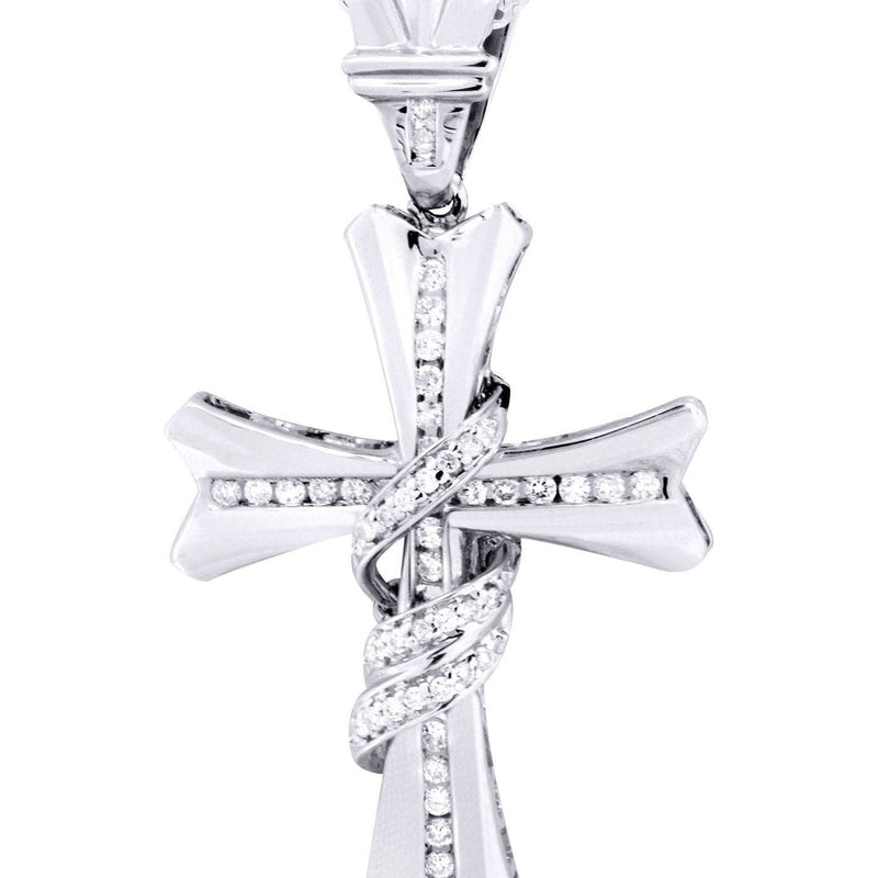 14K White Gold Diamond Cross Necklace  | 0.46 Carats