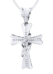 14K White Gold Diamond Cross Necklace  | 0.46 Carats