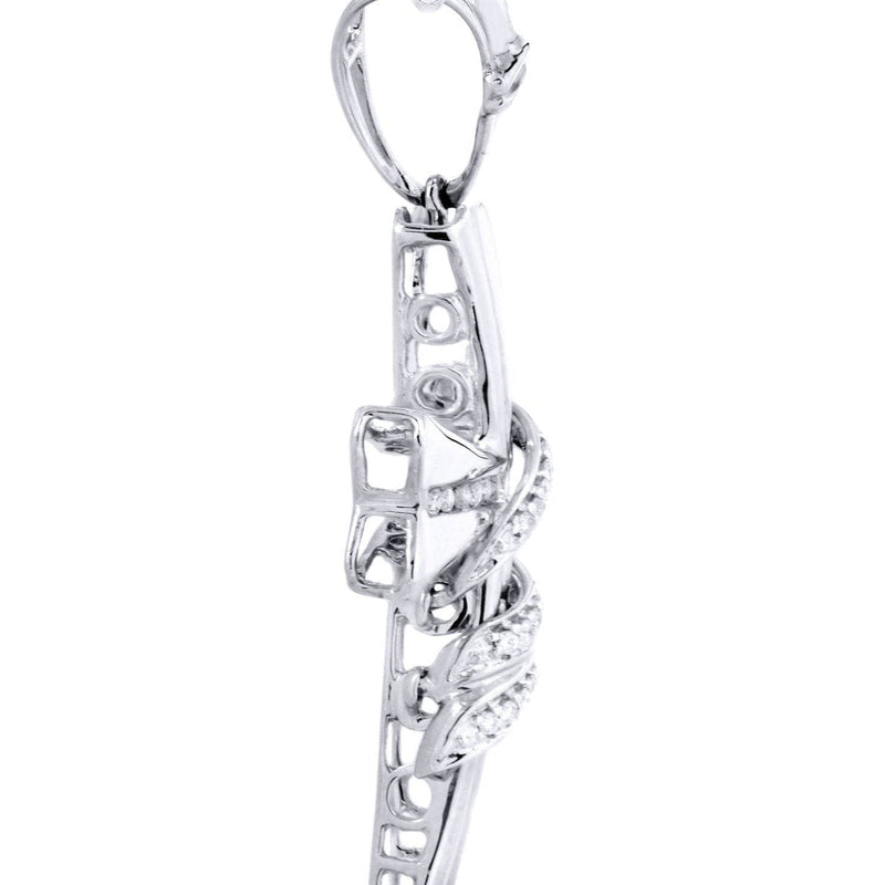 14K White Gold Diamond Cross Necklace  | 0.46 Carats