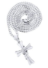14K White Gold Diamond Cross Necklace  | 0.46 Carats