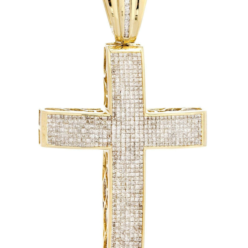 14 Yellow Gold Diamond Cross Necklace  | 5.53 Carats