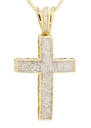 14 Yellow Gold Diamond Cross Necklace  | 5.53 Carats