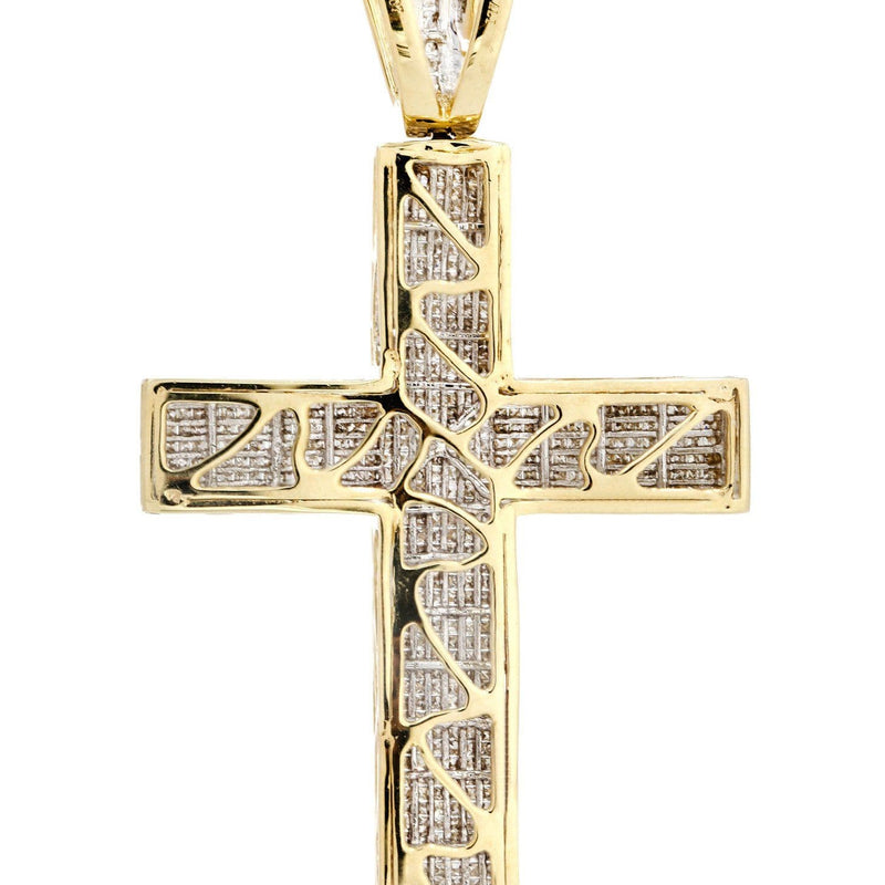 14 Yellow Gold Diamond Cross Necklace  | 5.53 Carats