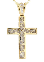 14 Yellow Gold Diamond Cross Necklace  | 5.53 Carats