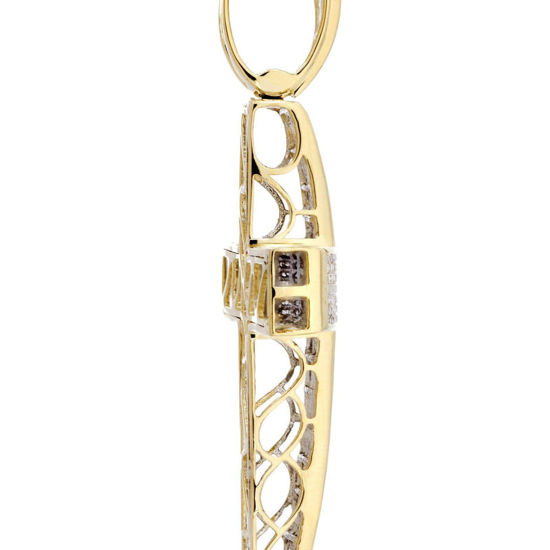 14 Yellow Gold Diamond Cross Necklace  | 5.53 Carats