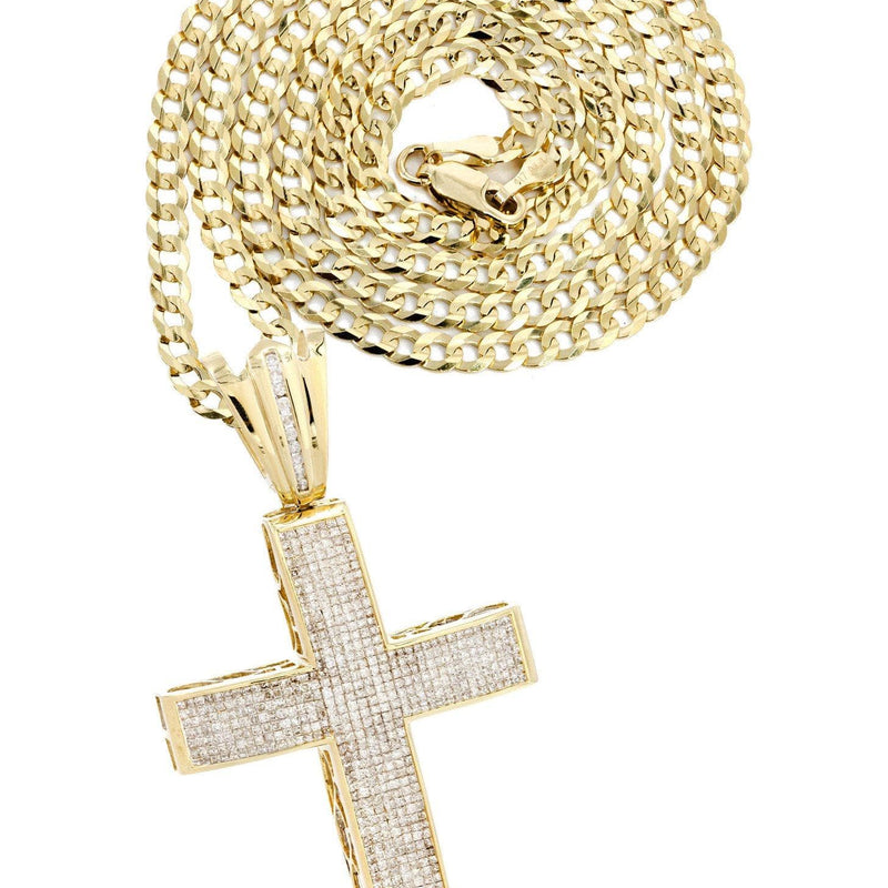 14 Yellow Gold Diamond Cross Necklace  | 5.53 Carats