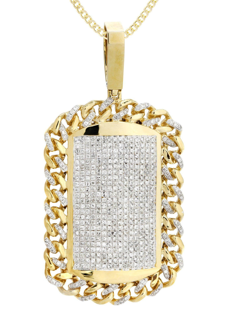 14 Yellow Gold Dog Tag Diamond Necklace | 4.65 Carats