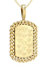 14 Yellow Gold Dog Tag Diamond Necklace | 4.65 Carats