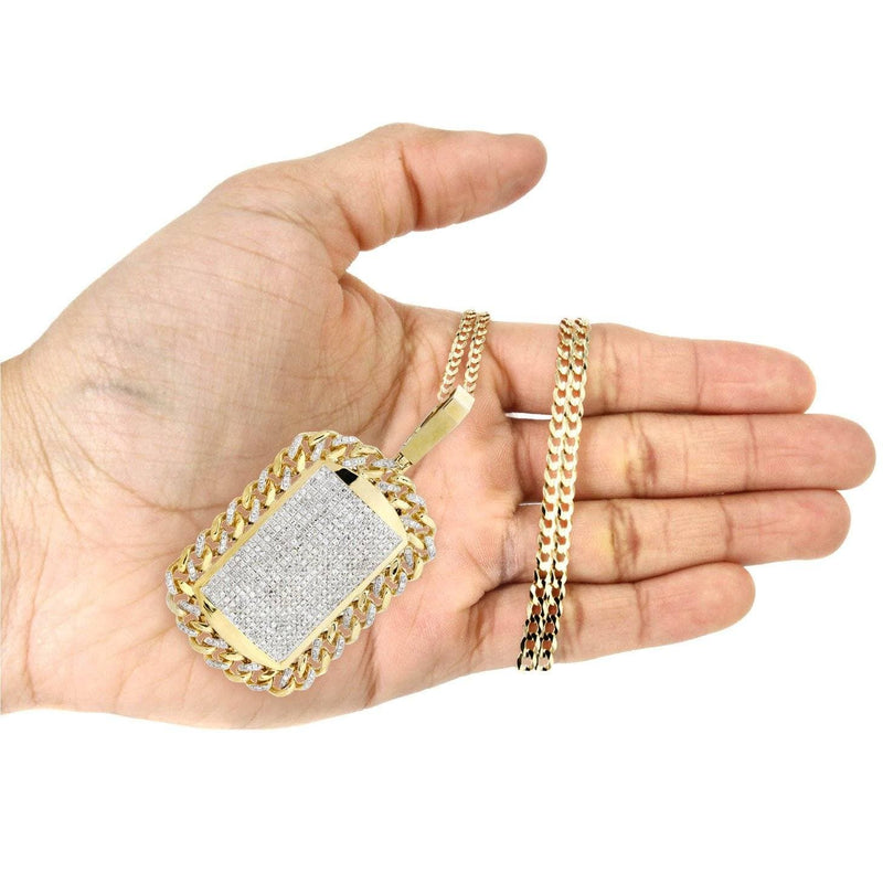14 Yellow Gold Dog Tag Diamond Necklace | 4.65 Carats