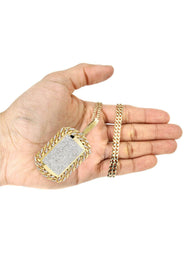 14 Yellow Gold Dog Tag Diamond Necklace | 4.65 Carats