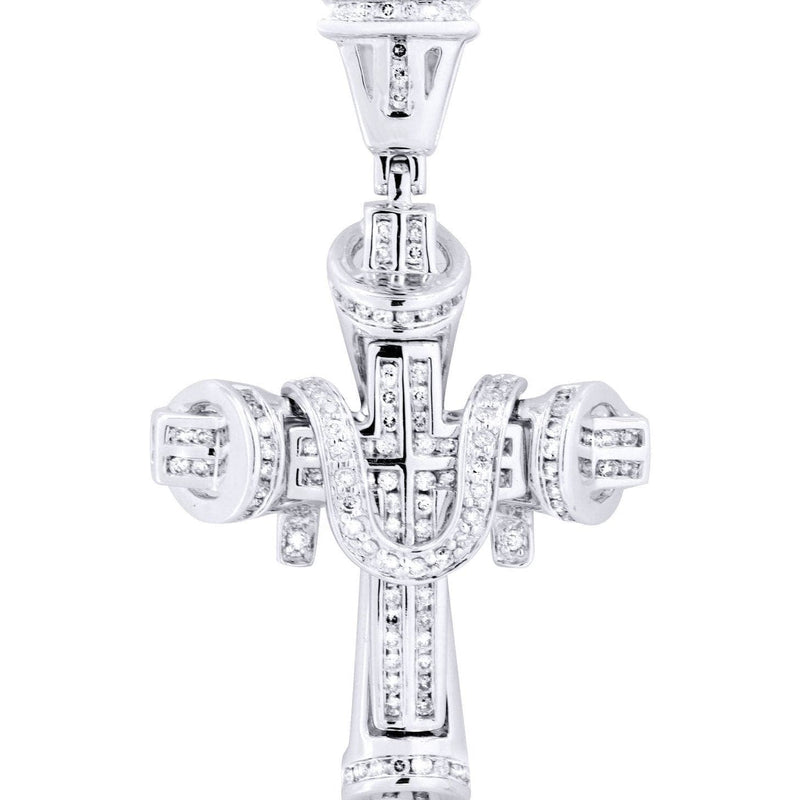 14K White Gold Diamond Cross Necklace  | 0.78 Carats