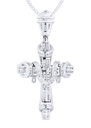 14K White Gold Diamond Cross Necklace  | 0.78 Carats