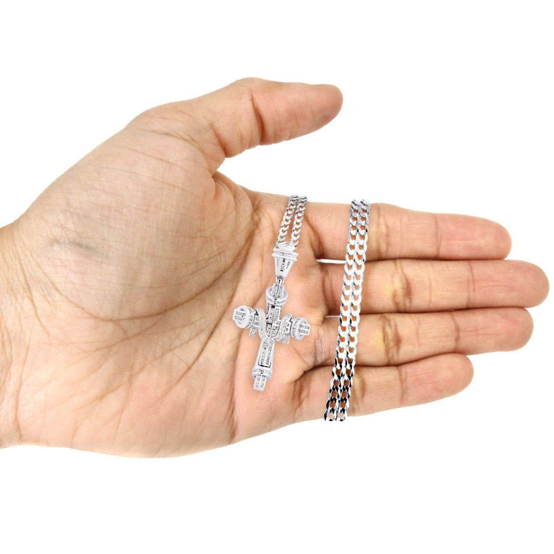 14K White Gold Diamond Cross Necklace  | 0.78 Carats