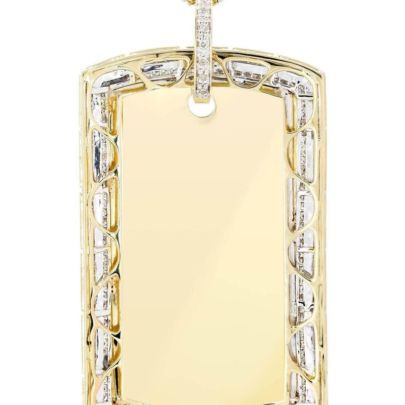 10K Yellow Gold Dog Tag Diamond Necklace  | 2.42 Carats