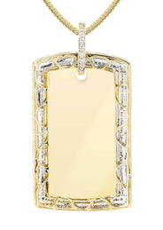 10K Yellow Gold Dog Tag Diamond Necklace  | 2.42 Carats