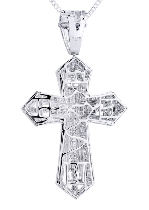 14 White Gold Diamond Cross Necklace  | 2.66 Carats