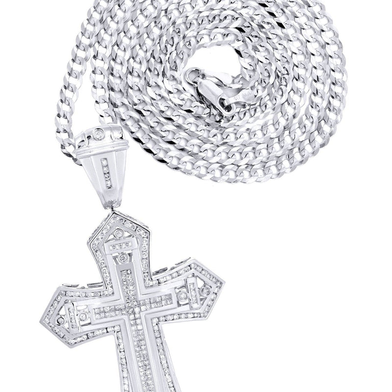 14 White Gold Diamond Cross Necklace  | 2.66 Carats