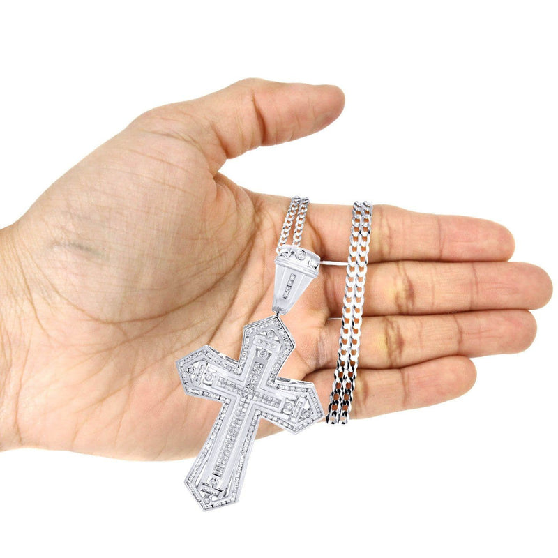 14 White Gold Diamond Cross Necklace  | 2.66 Carats