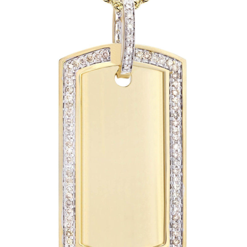 14K Yellow Gold Dog Tag Diamond Necklace  | 1.81 Carats