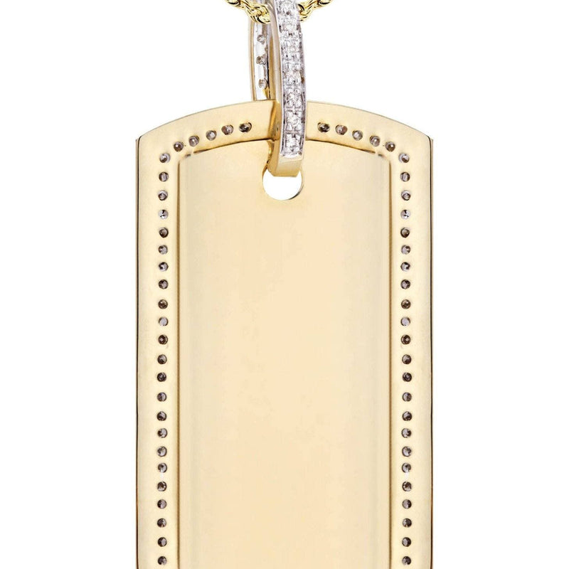 14K Yellow Gold Dog Tag Diamond Necklace  | 1.81 Carats