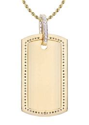 14K Yellow Gold Dog Tag Diamond Necklace  | 1.81 Carats