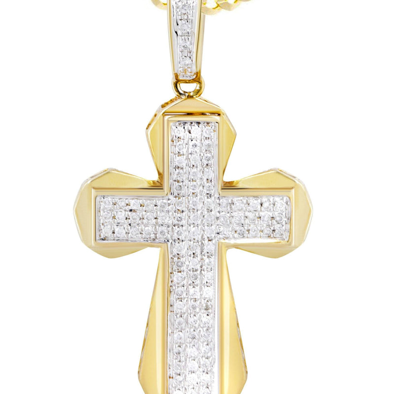 10K Yellow Gold Cross  Diamond Necklace  | 0.39 Carats