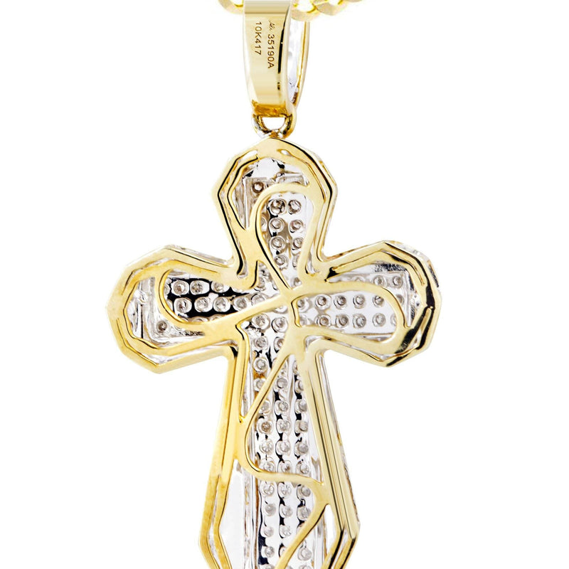 10K Yellow Gold Cross  Diamond Necklace  | 0.39 Carats