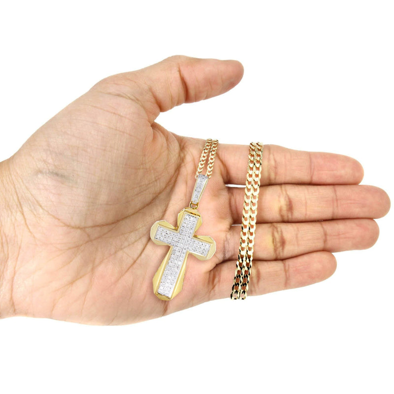 10K Yellow Gold Cross  Diamond Necklace  | 0.39 Carats