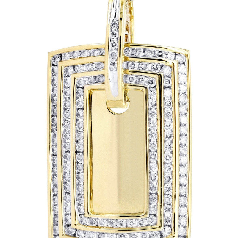 14K Yellow Gold Dog Tag Diamond Necklace  | 2.19 Carats