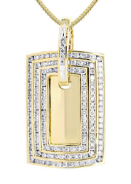 14K Yellow Gold Dog Tag Diamond Necklace  | 2.19 Carats