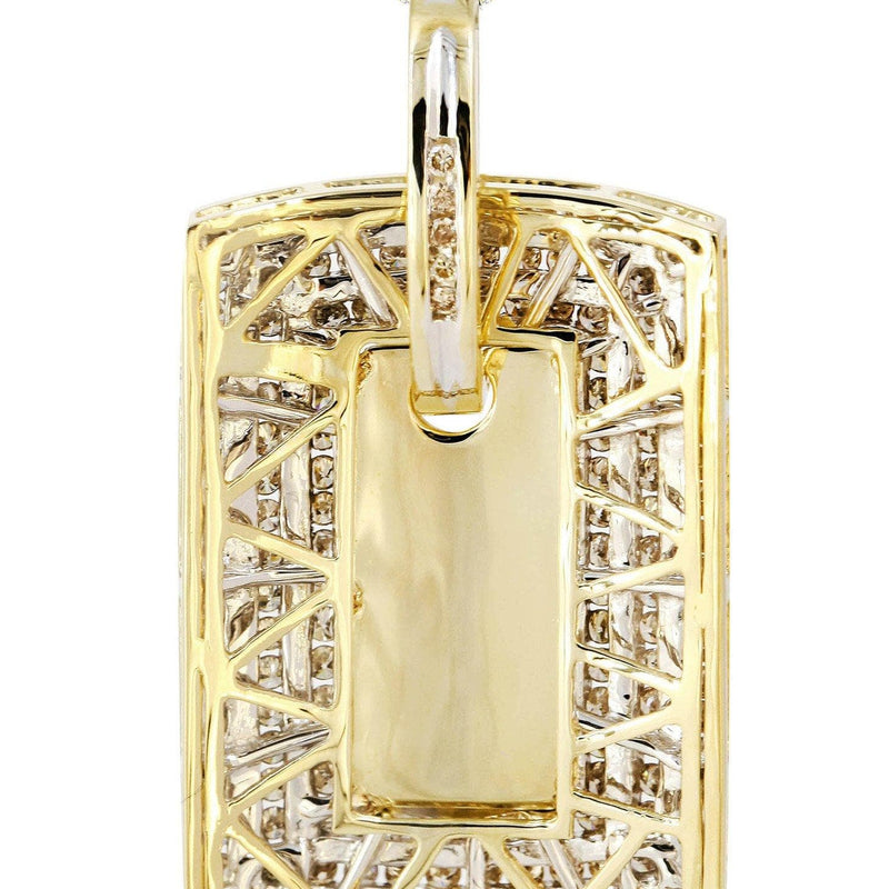 14K Yellow Gold Dog Tag Diamond Necklace  | 2.19 Carats