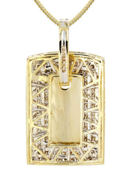 14K Yellow Gold Dog Tag Diamond Necklace  | 2.19 Carats
