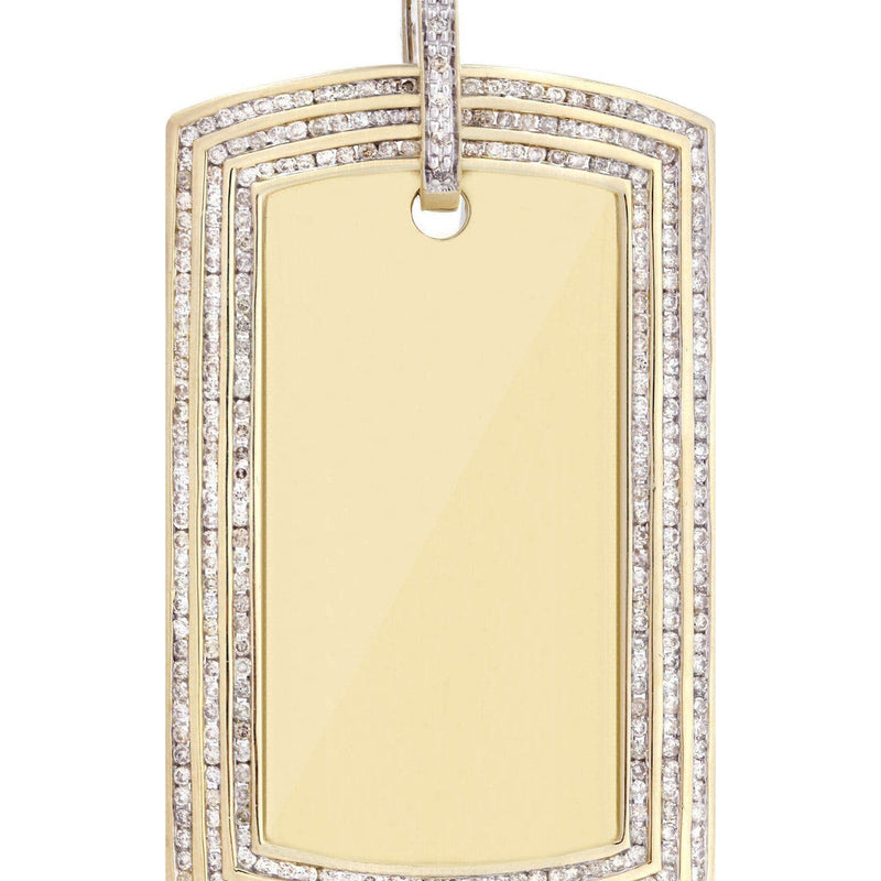 10K Yellow Gold Dog Tag Diamond Necklace  | 3.82 Carats